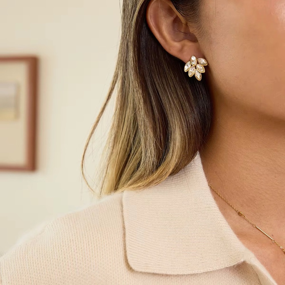 18K Gold Plated Leaf Stud Earrings